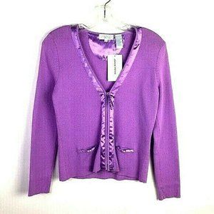 Jeanne Pierre Sweater Women's Small Purple Cotton Nylon *Y